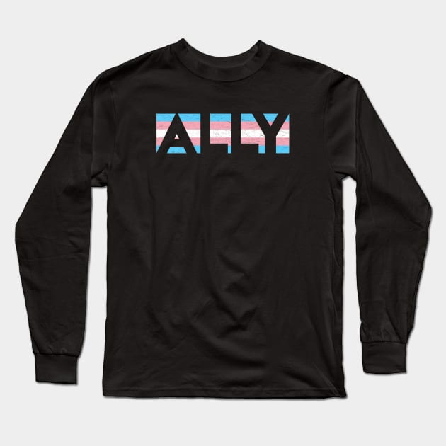 Transgender Pride Flag Ally Long Sleeve T-Shirt by jpmariano